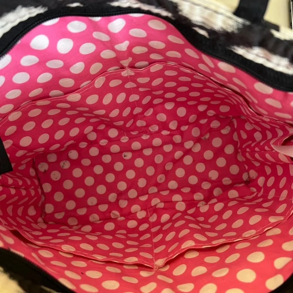 Berkshire Bags Purse Black White Gray Pink Flower Zipper Closure‎ Unique